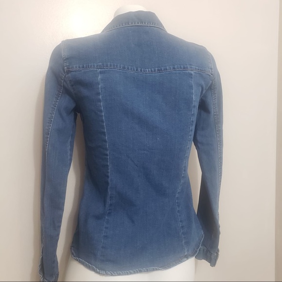 🧩Handcrafted Denim Pull&Bear Collared Blouse - Picture 6 of 7